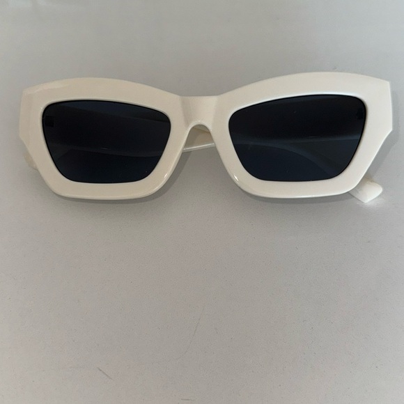 Anthropologie Cream Blocked Cat-Eye Sunglasses - Picture 2 of 5